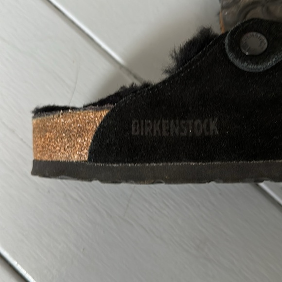 Birkenstock Black Sherling Boston Suede Clogs SZ 10 EU 41 - Picture 3 of 8